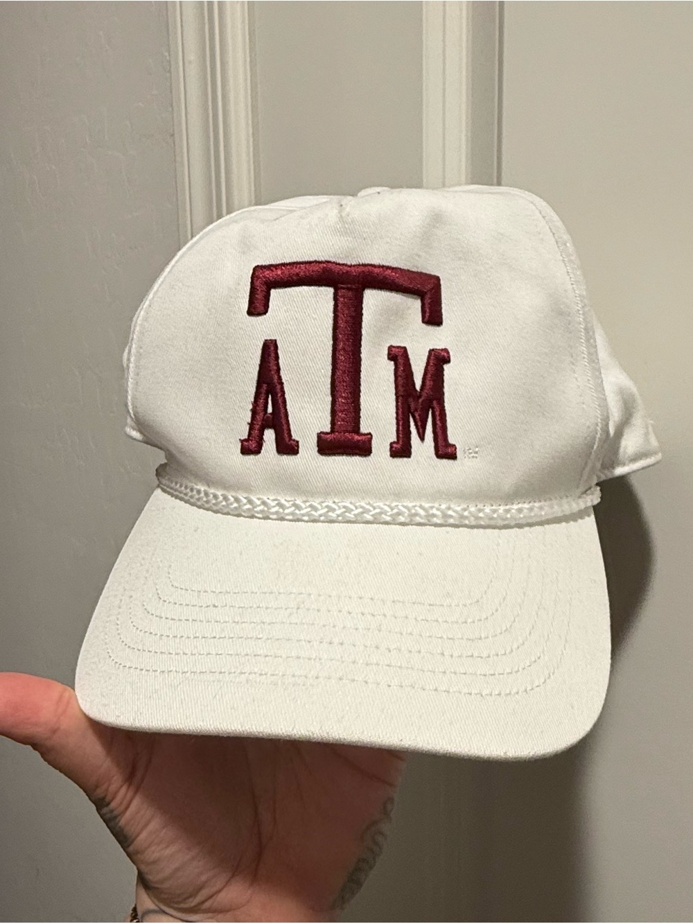 Vintage Texas A&M Aggies ‘47 Rope Hat Rare 80s 90s Y2K white embroidered